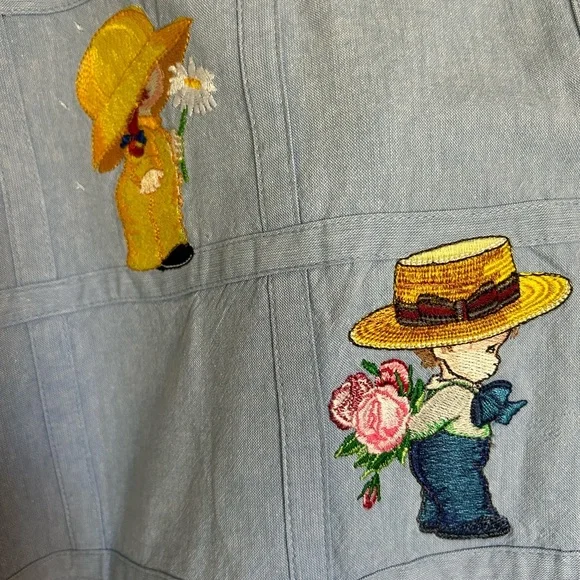 Vintage Embroidered Blue Button Down Shirt - Picture 8 of 15